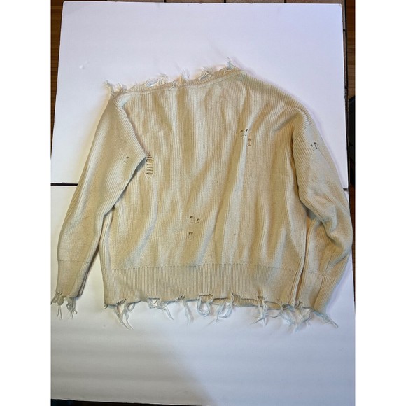 Bennettex womens pull over sweater distressed knit destroyed cream clr. BR - Picture 7 of 7